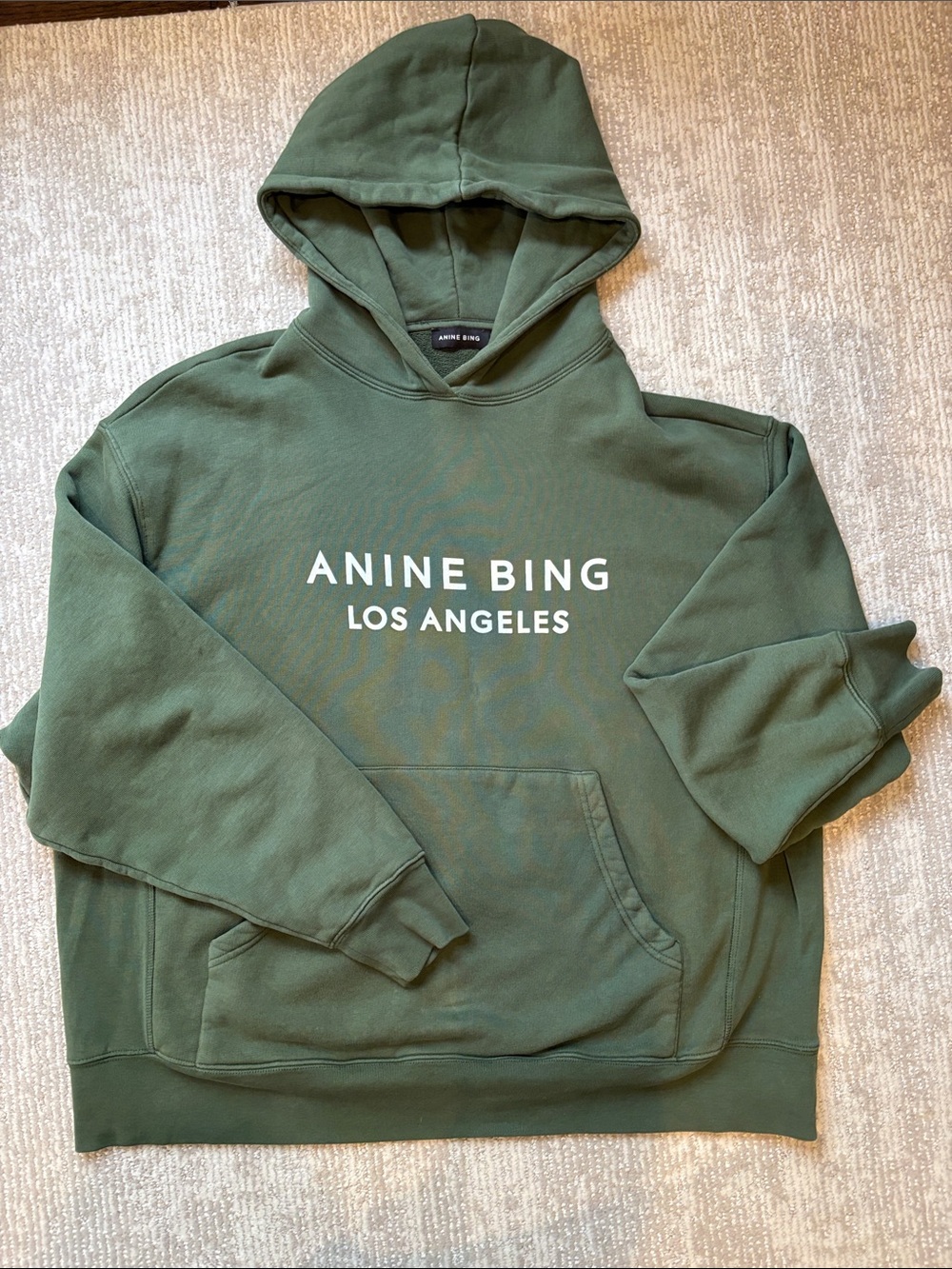 Anine Bing Sz Small Alto Hoodie - Olive Green Logo Pullover Hoodie